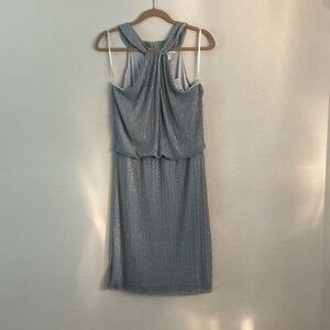 White House Black Market Silver Backless Dress